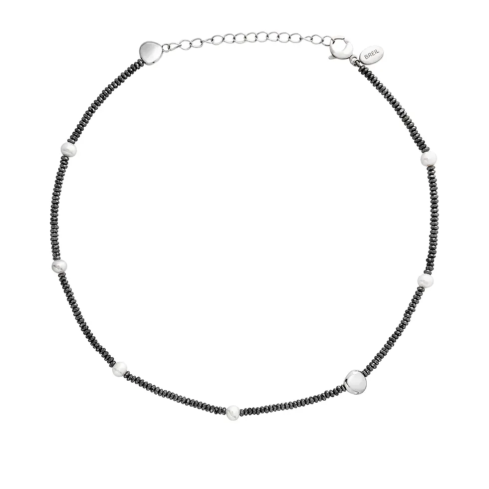 BREIL B ROCKS COLLANA IN EMATITE CON PERLE NATURALI E ACCIAIO TJ3297