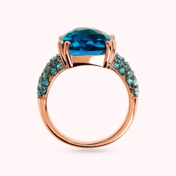 Miniatura: BRONZALLURE Anello Cocktail con Prisma Gem Quadrata e Pavé WSBZ02179.BLU