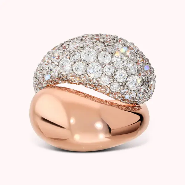 Miniatura: Bronzallure Anello Contrarié Lucido e con Pavé di Cubic Zircon M16734RBR.RG01IT