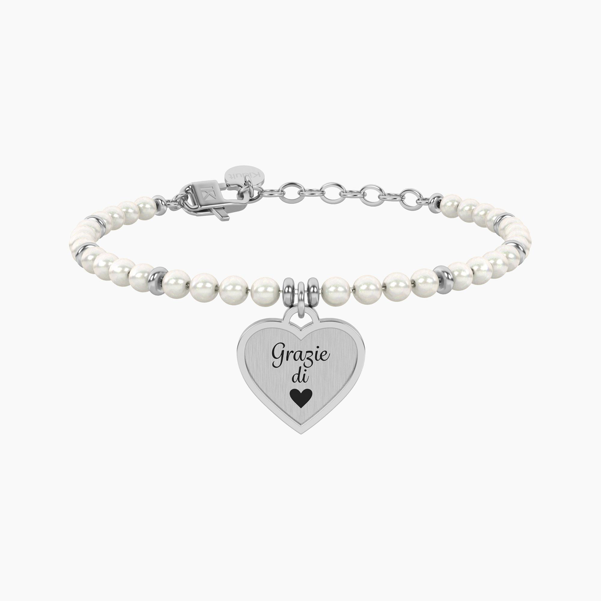 Kidult 732339 Bracciale perle con ciondolo cuore grazie