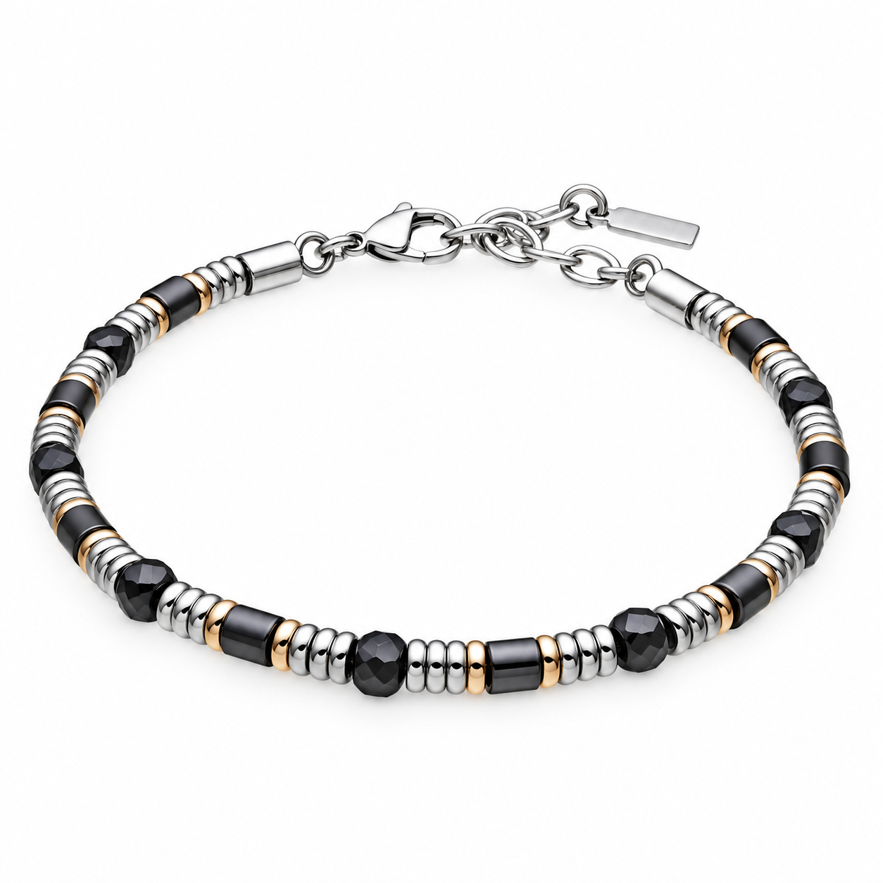Zancan Bracciale Hi-Tekh Acciaio e Onice UHB132