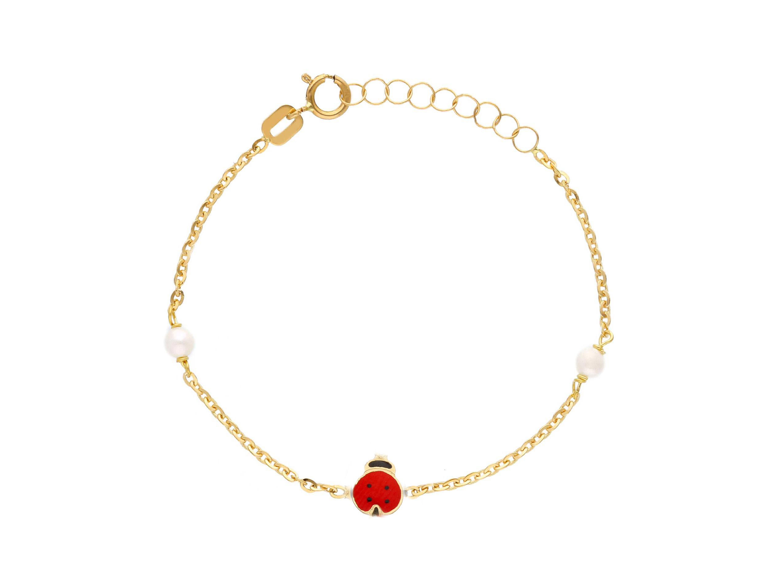 Raggi Bracciale Coccinella e perle oro giallo GW273115
