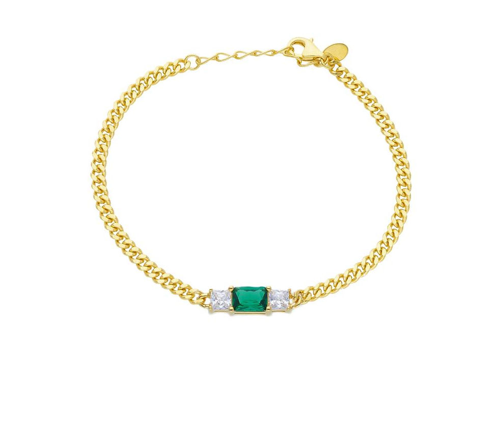 Raggi Bracciale in argento dorato con cristallo verde GW262096