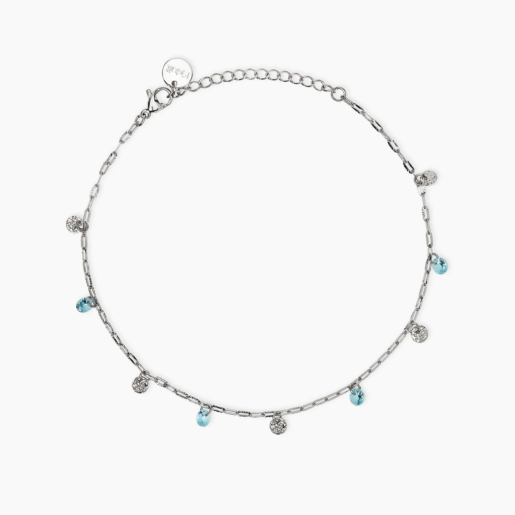 Kidult 831273 Cavigliera con Charms martellati e glass azzurri STYLE 86