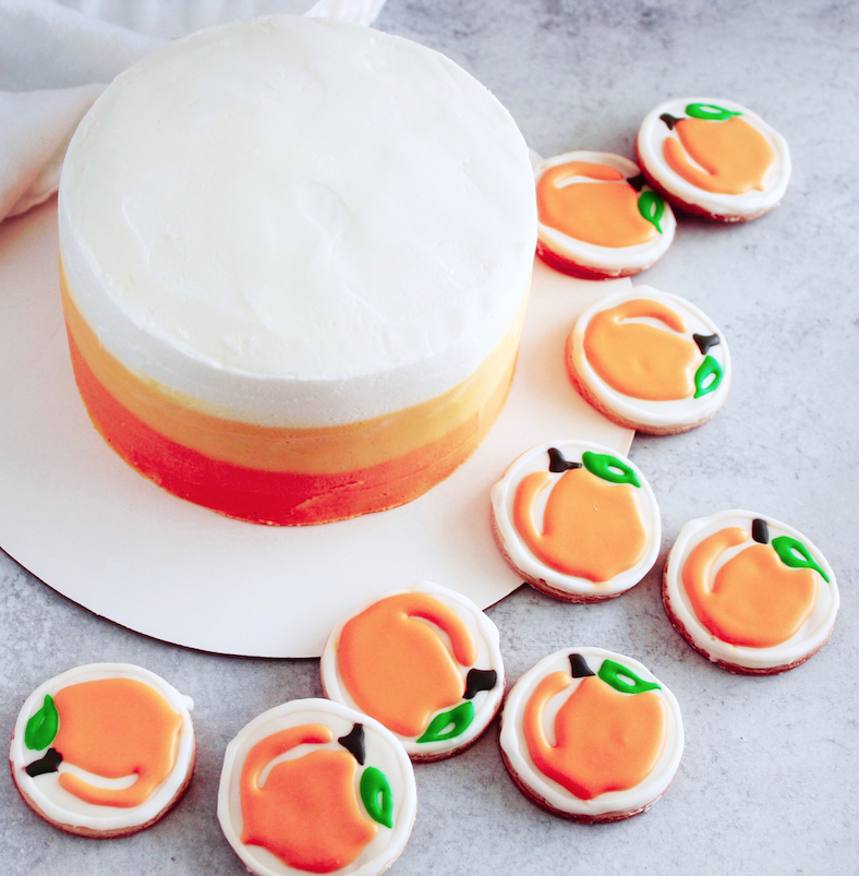 Peach theme Cake and Cookies