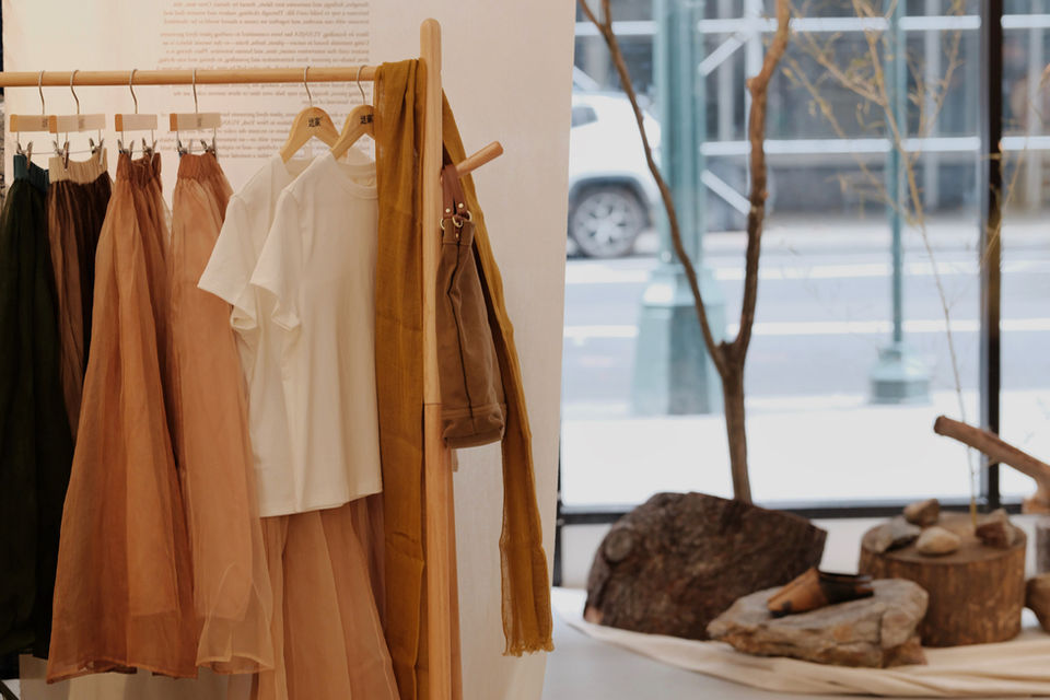 YUANJIA exhibition at THE BLANC presenting plant-dyed garments and a new indigo series by founder Ning Buyuan, curated by Accent Sisters Team / Accent Accent. Curatorial collaborators include Jiaoyang Li, Na Zhong, Gao Hui, Serena Wang, and Jie Shao.