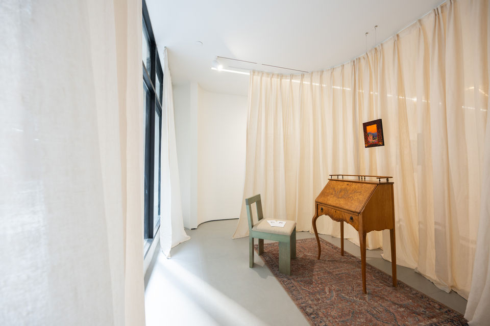 Exhibition view of Table for One at THE BLANC, curated by Leo Yuan, showing a series of intimate, solitary spaces created by participating artists and designers to encourage quiet self-reflection.