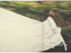 Sabine Monirys, C’était l’été, 1976, huile sur toile, 152,5 x 130,5 et 152,5 x 86 cm 