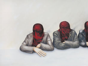 Sabine Monirys, Reste la question du ciel, 1975, huile sur toile, 96,5 x 161,5 cm