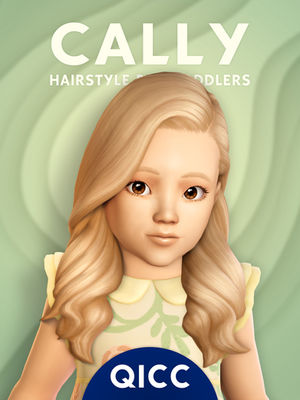 A female toddler sim with long wavy hair.