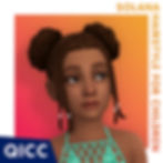 A child female sim modeling the Solana hairstyle