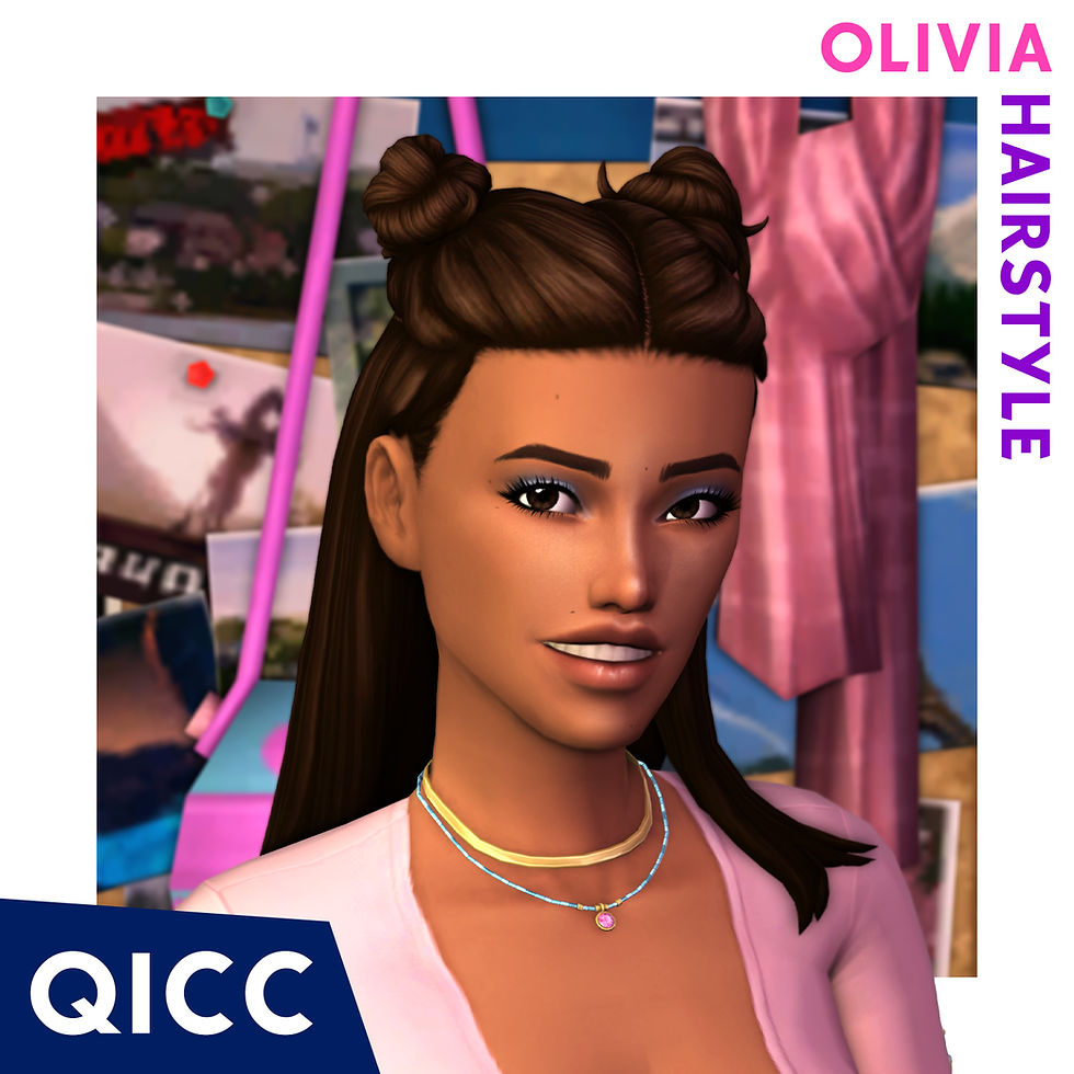 A female sim modeling the Olivia Hair