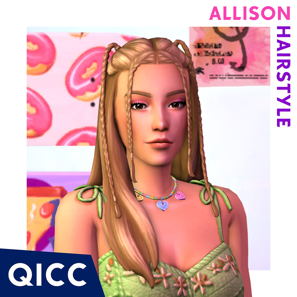 A female sim modeling the Allison Hair