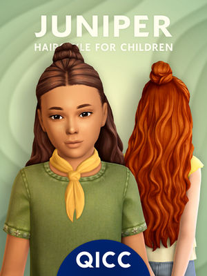 Female sim children’s hairstyle, showing two girls with top buns.
