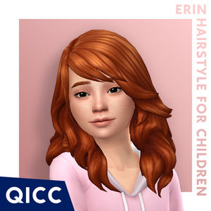 A child female sim modeling the Erin hairstyle