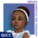 A toddler female sim modeling the Mirana hairstyle