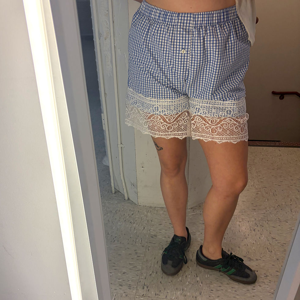 Thumbnail: Picnic Shorts | Blue Gingham & Vintage Lace