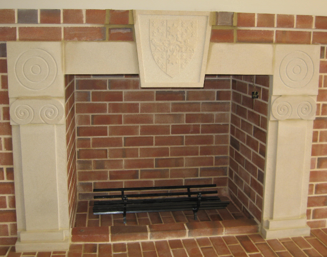 Stone Fireplace with Coat of Arms