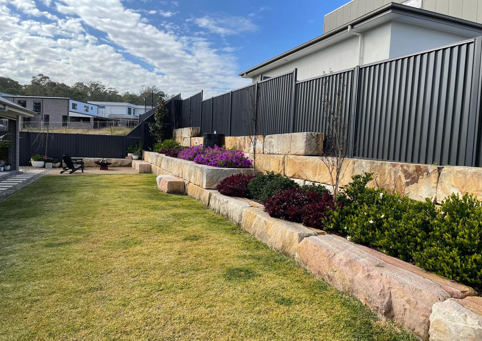 Lagerstroemia Glenmore Park 2745 Landscape project, retaining wall