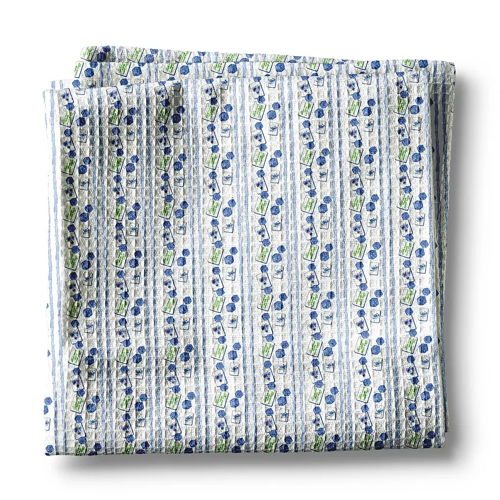 Thumbnail: Green Tiles & Blue Dice Kitchen Towel 