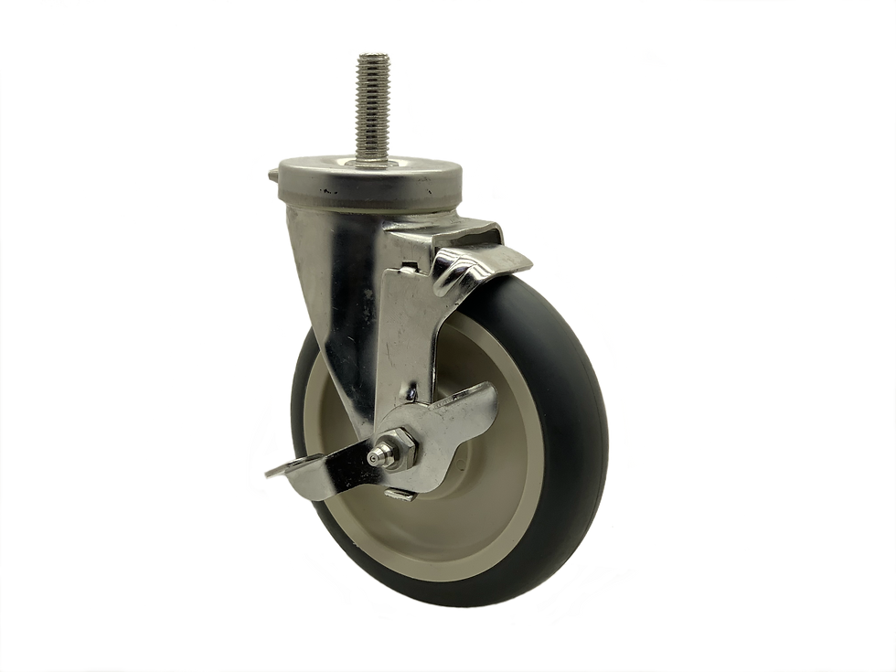 Stainless Swivel 5x1-1/4 Poly On Poly Wheel Top Lock Brake