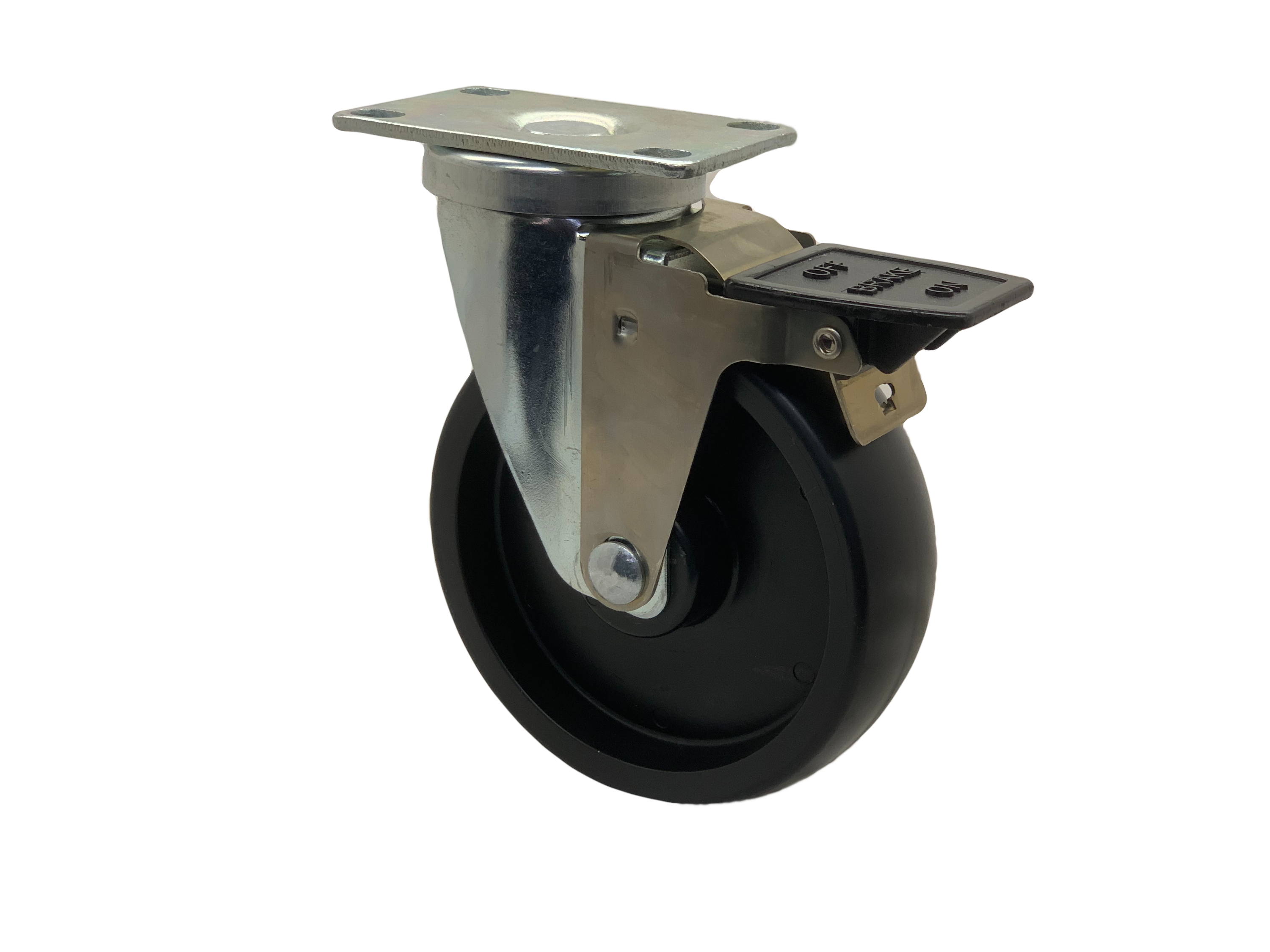 Swivel 5x1-1/4 Polyolefin Wheel Tech Lock Brake