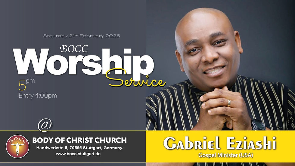 BOCC Worship Service with Minister Gabriel Eziashi from Dallas Texas