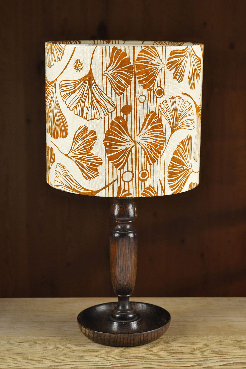 Thumbnail: hand printed linen lampshade - Ginkgo Leaf