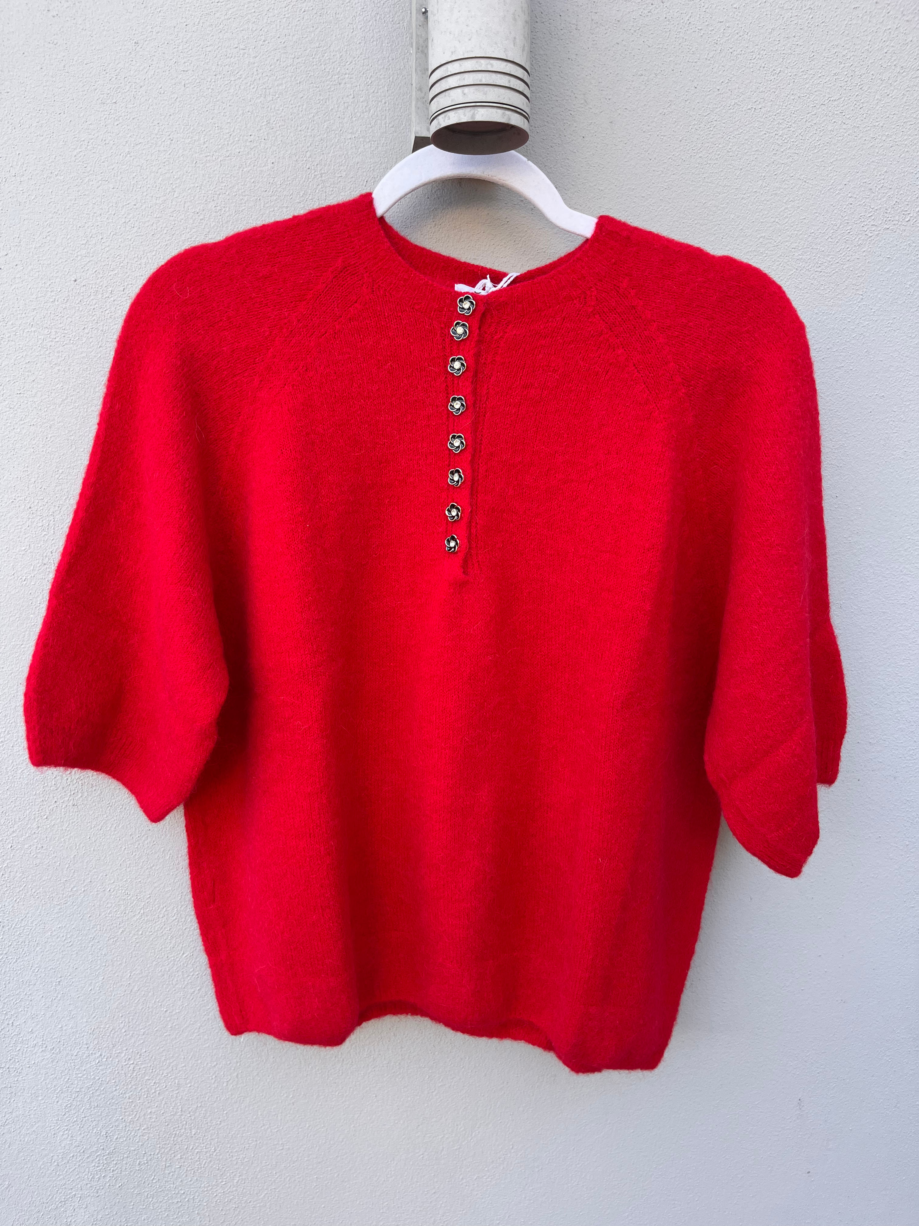 Soft Knit with Daisy buttons in Red
