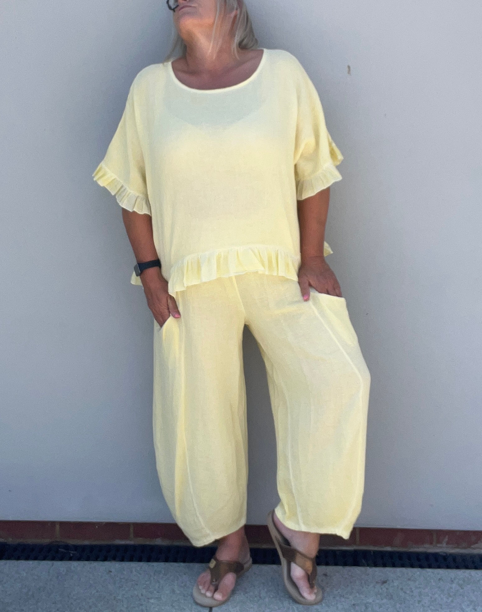 Teabag Linen Top in Lemon
