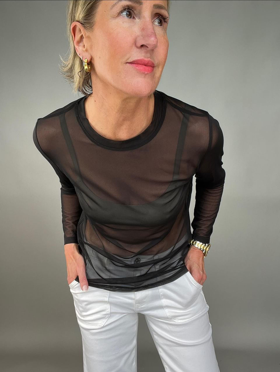 Thumbnail: Jenner Mesh Top - Brown Leopard Print 