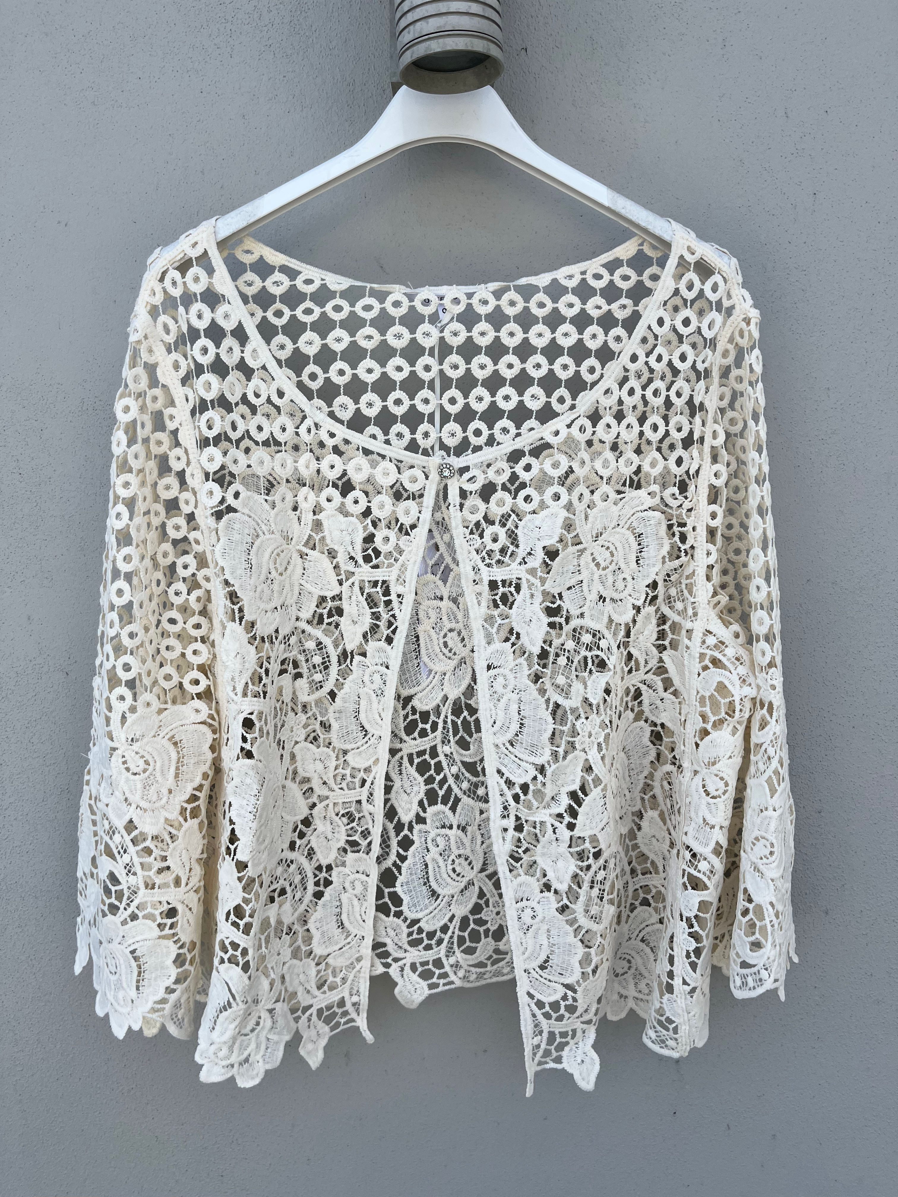 Crochet Cardigan Top - Cream 