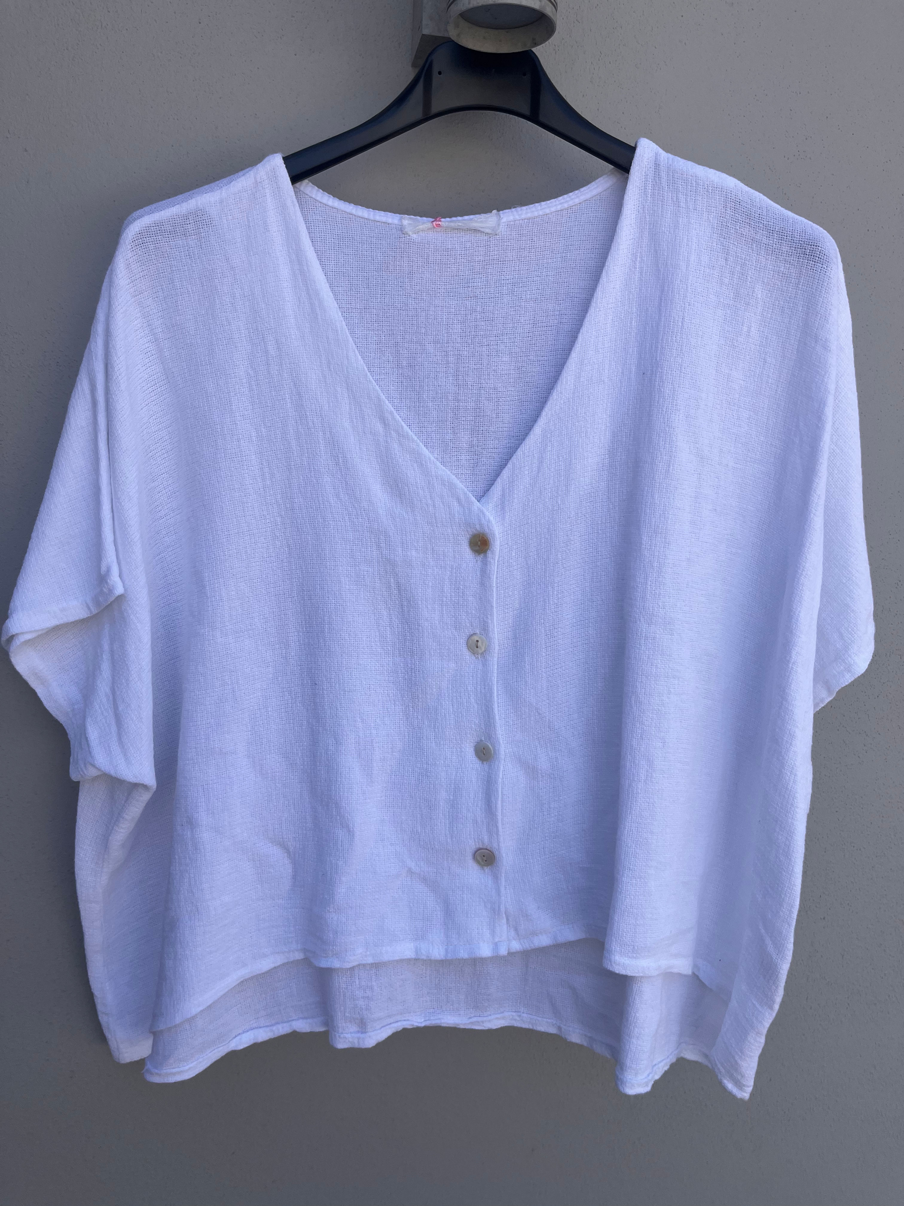 Iris Linen Top in White