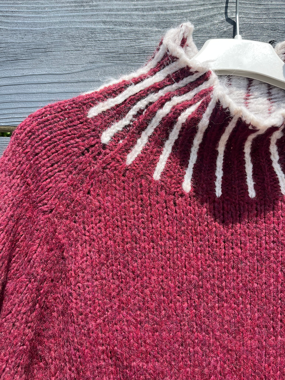 Thumbnail: Kyla Turtle Neck Jumper in Wine/Cream 