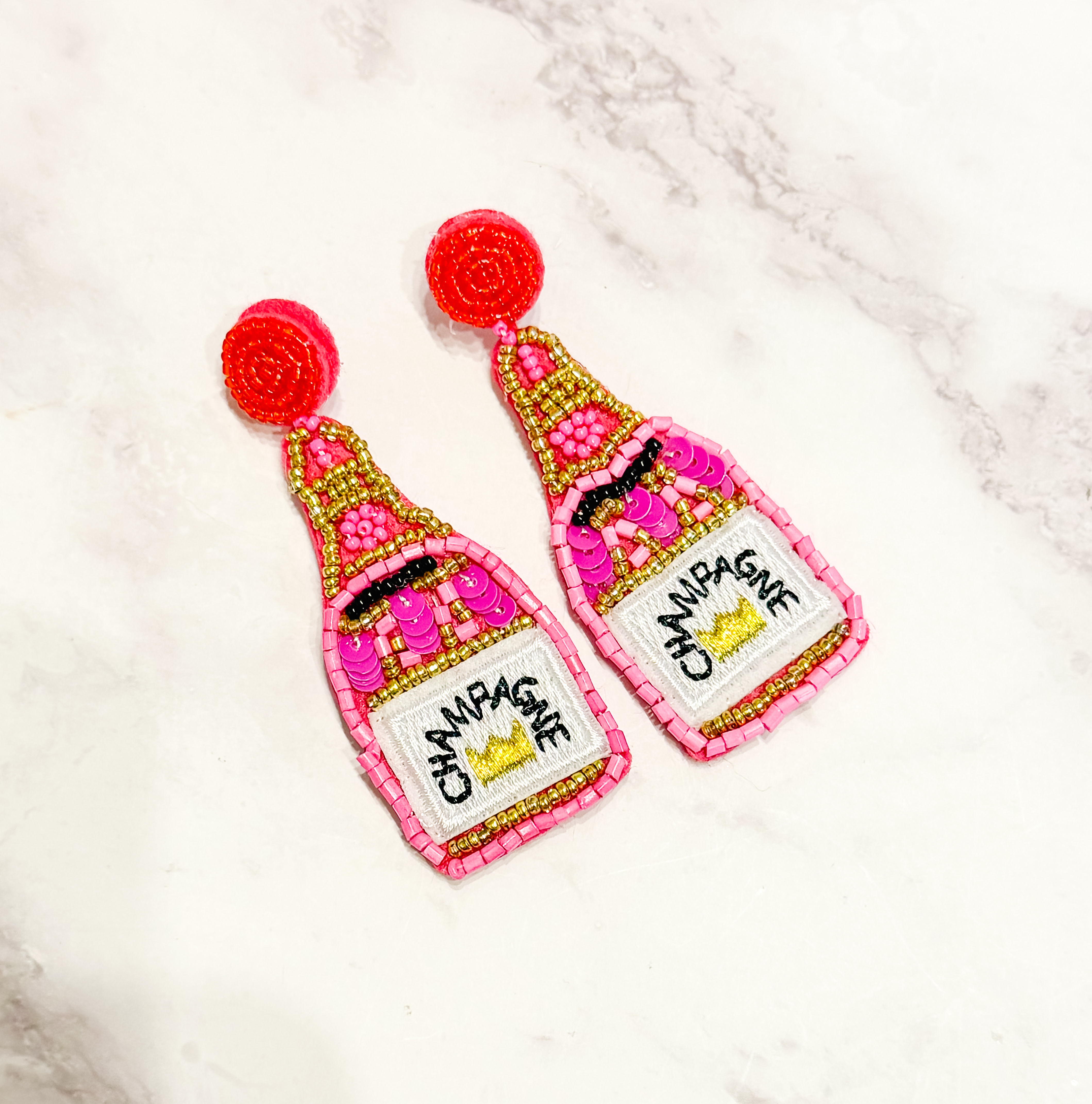 Fun Pink Beaded Earring