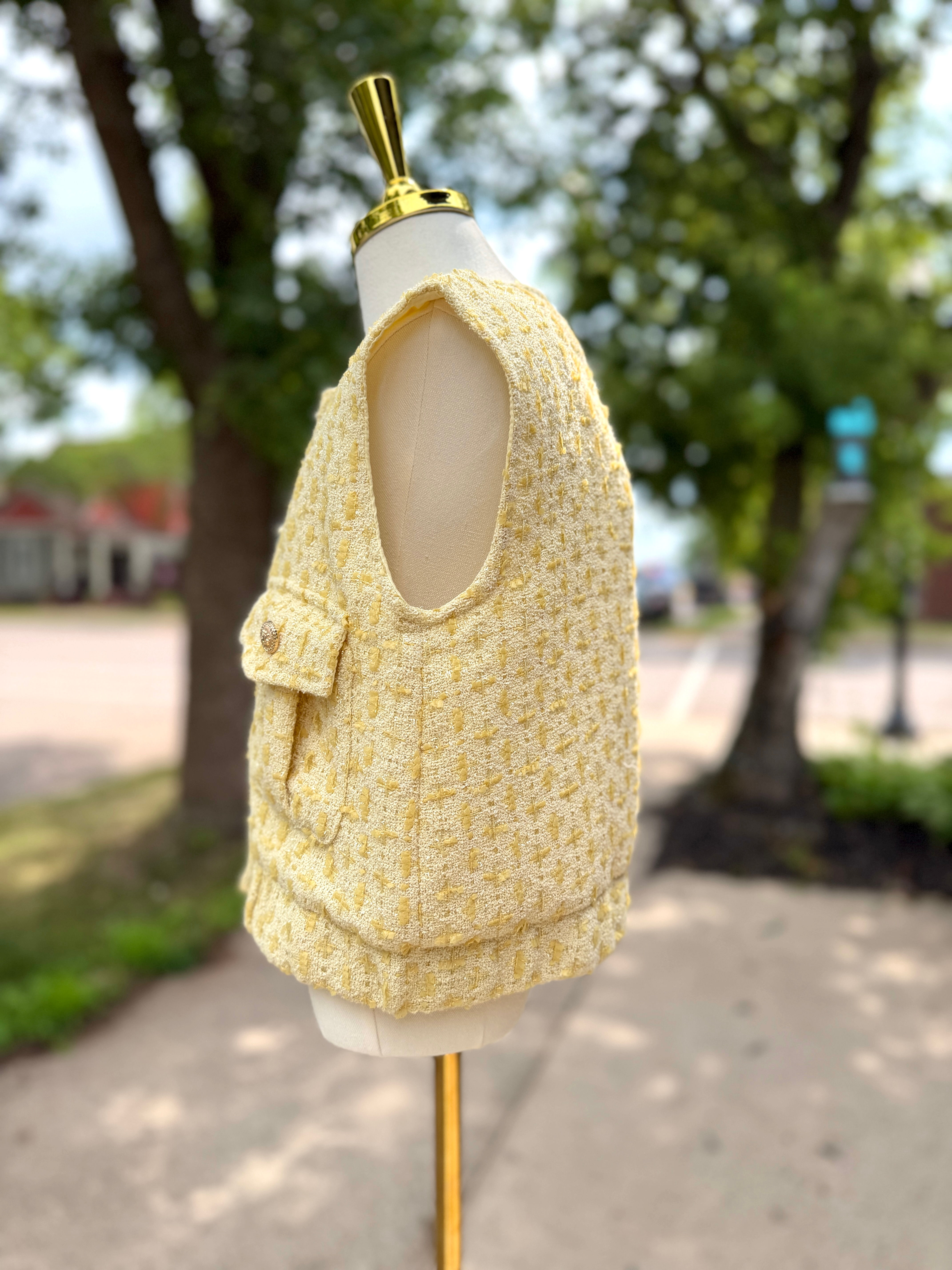 Gold Buttons Tweed Vest