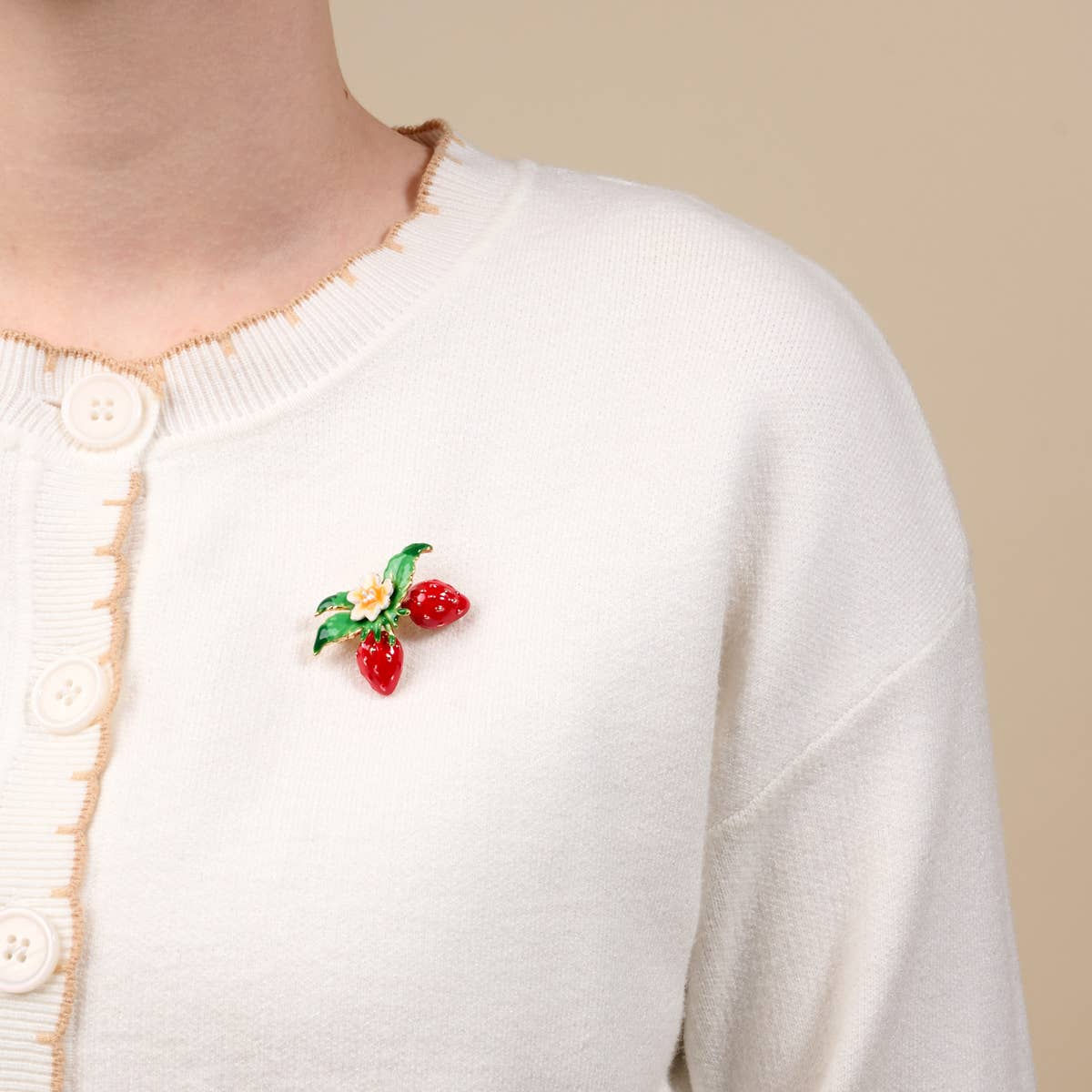 Timeless Brooch-Strawberry Duo