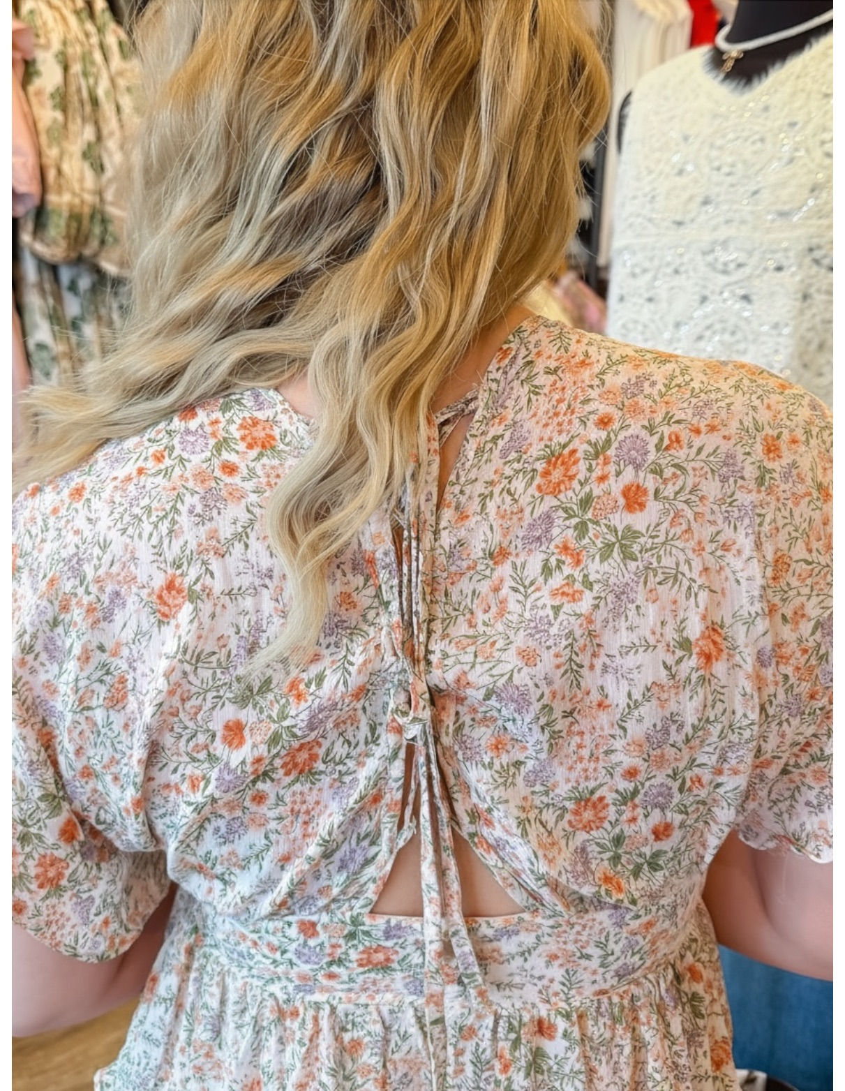 Flowy Floral Lace Up Dress