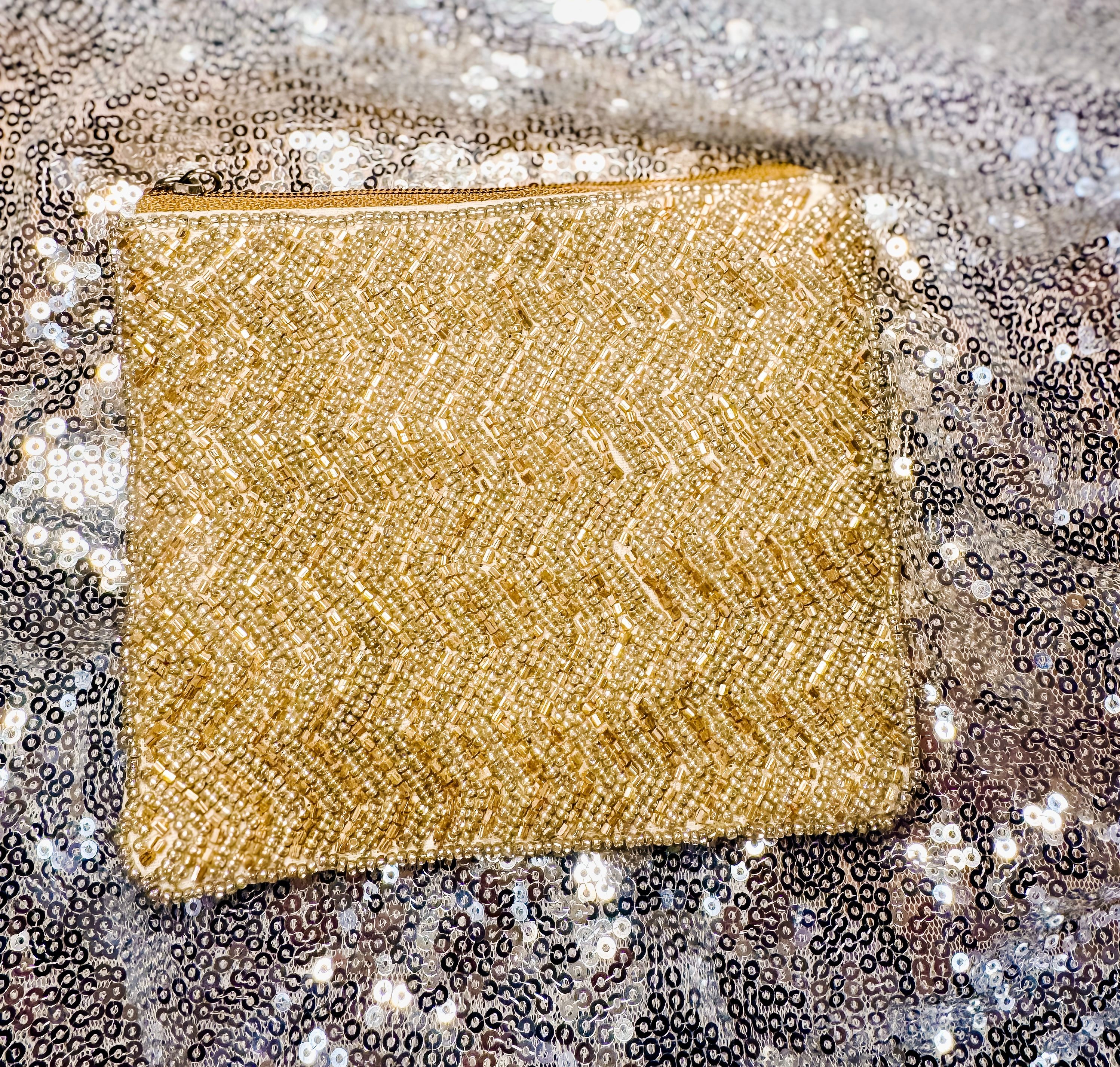 Gold Beaded Chevron Tassel Coin