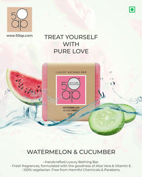 Thumbnail: 50ap Luxury Bathing Bar - Watermelon & Cucumber 125 gm