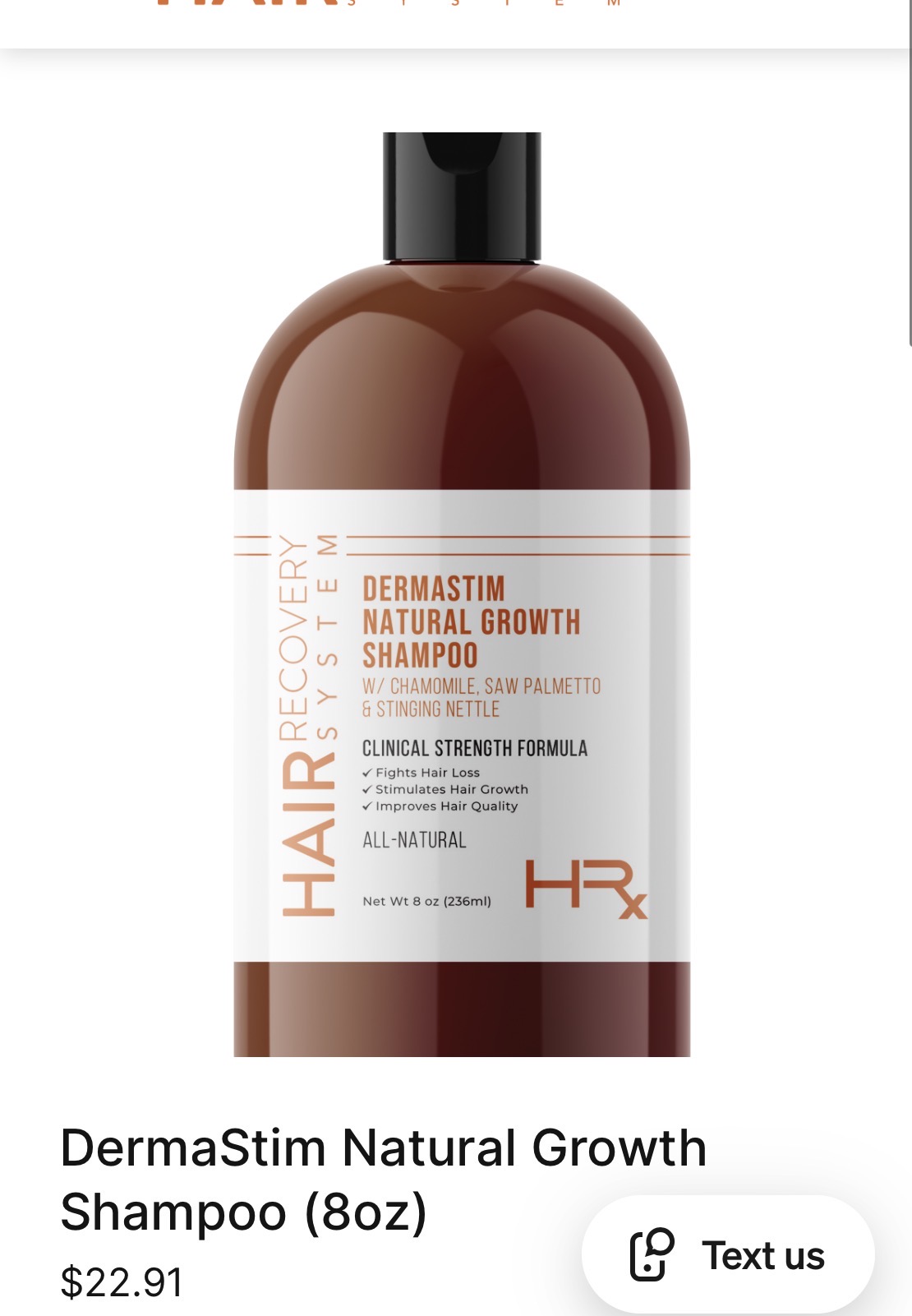 DermaStim Natural Growth Shampoo actual product photo