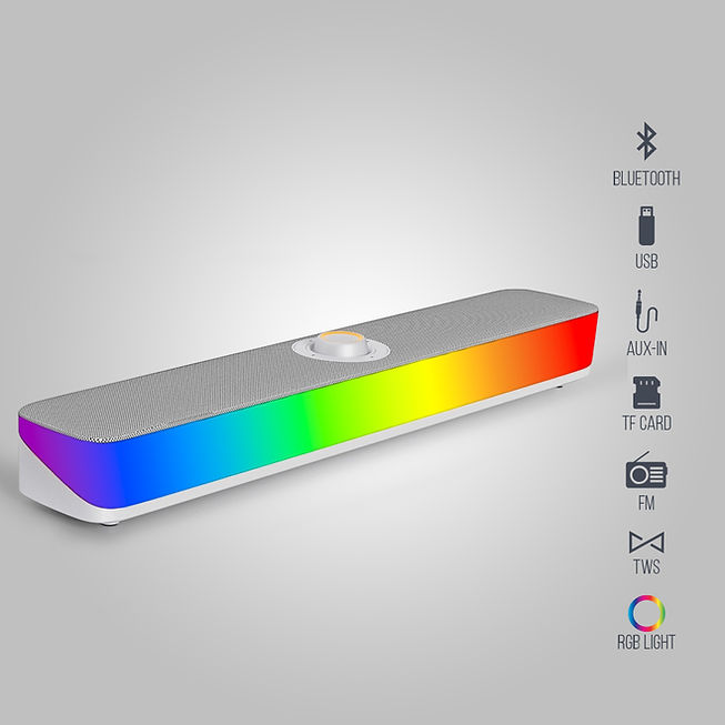 Sound Bar with Remote Control, RGB Light, BT, USB, Aux-In, TF Card, FM, TWS, Powerful Output, 18W Output, Type-C Charging, 2
