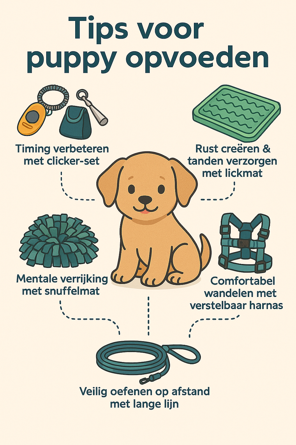 `Infographic met tips voor puppy opvoeden: clicker