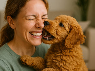 pup bijt op speelgoed in plaats van gezicht