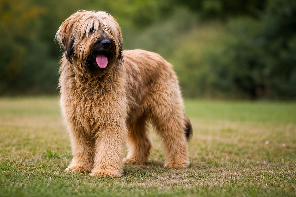 Briard hond met lange vacht in natuurlijke omgeving