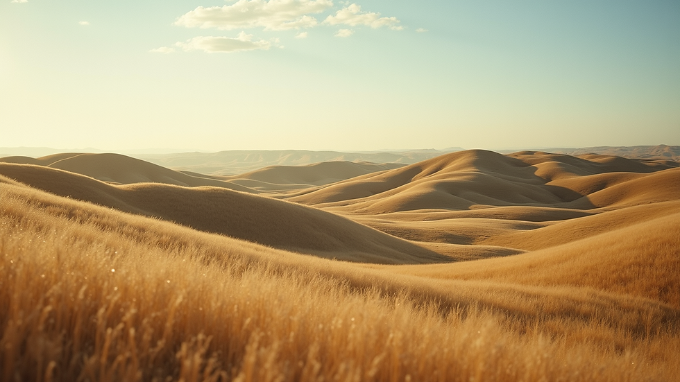 Eye-level view of a serene South Dakota landscape with rolling hills