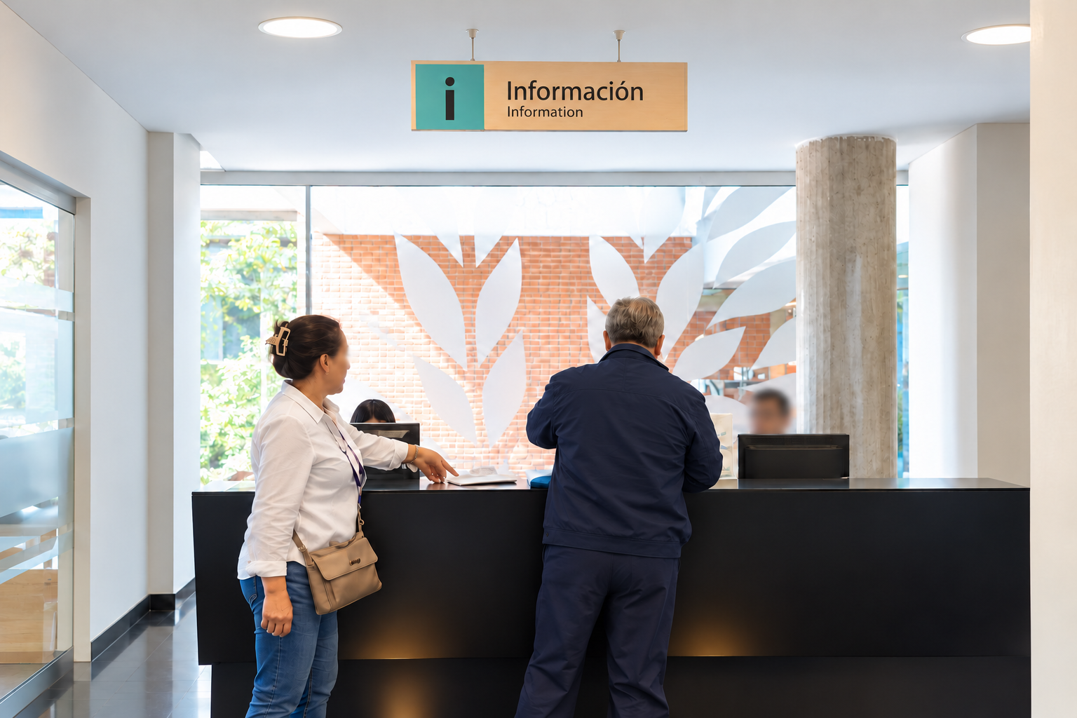 Área de recepción de la Fundación Neumológica Colombiana y gráfica de orientación
