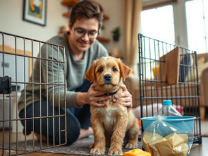 first time dog owner essentials Amazon 2026 — MidWest iCrate Amazon Basics training pads PetSafe harness Seresto collar all linked to Amazon