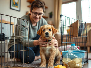 first time dog owner essentials Amazon 2026 — MidWest iCrate Amazon Basics training pads PetSafe harness Seresto collar all linked to Amazon