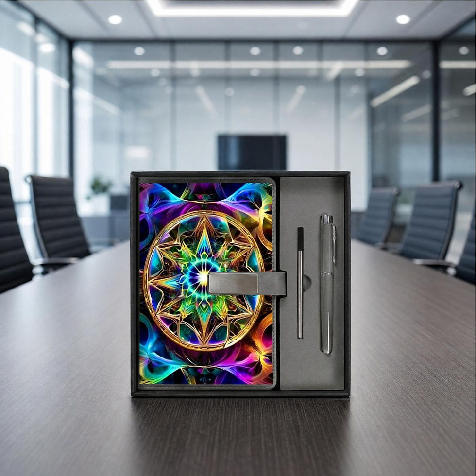 Thumbnail: Notebook Gift Set with Metal Pen - Genesis Quantum Healing Design